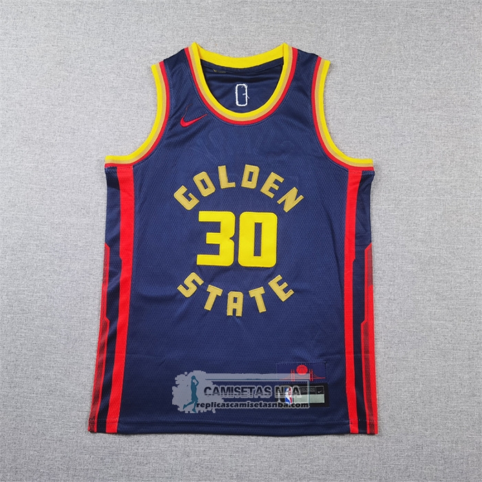 Camiseta Nino Golden State Warriors Stephen Curry NO 30 Ciudad 2024-25 Azul